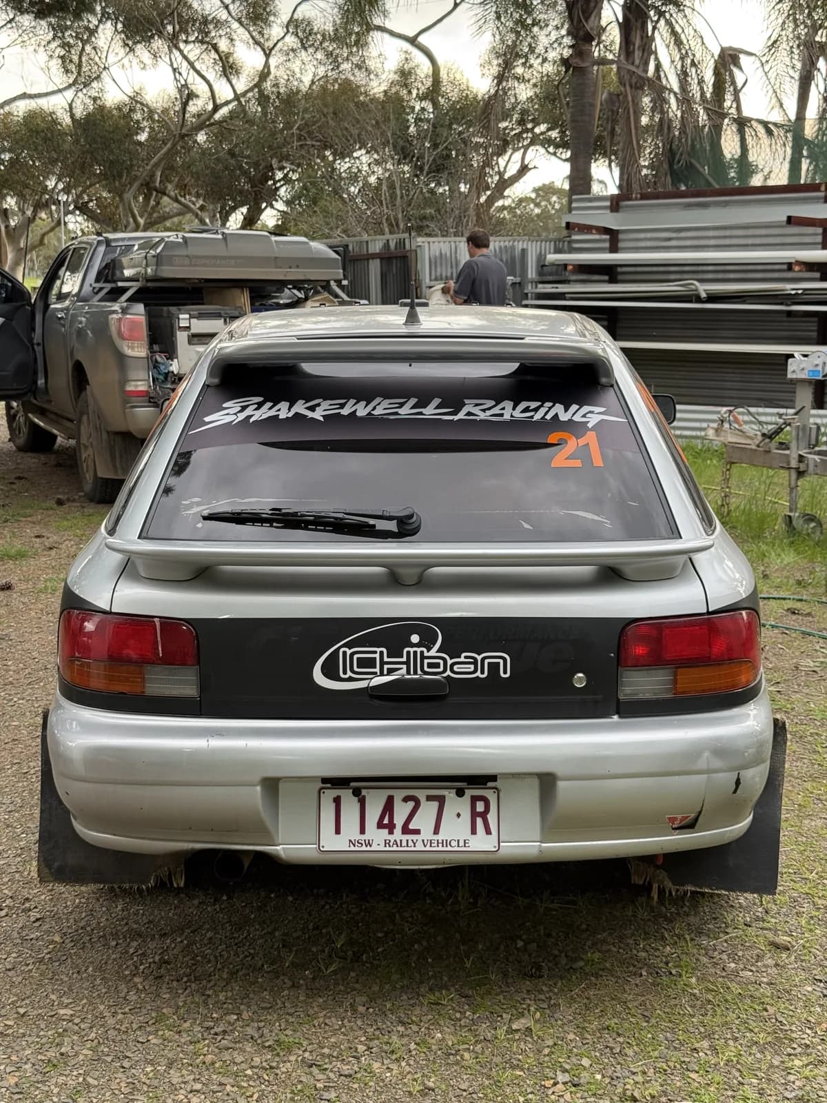 Packing the ute behind the Shakewell Racing wagon ahead of the tow to the Barossa
