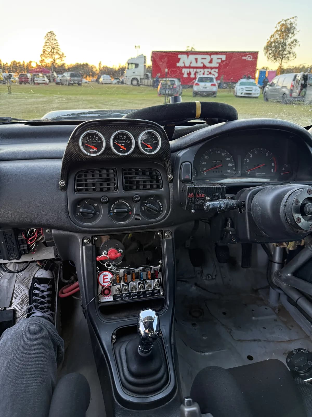 Inside the Shakewell Racing rally car cockpit and roll cage