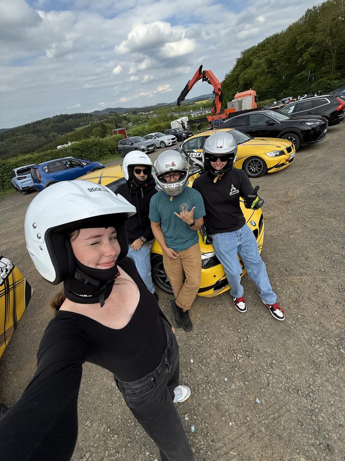 Michael and Rachael in helmets before a Nürburgring lap