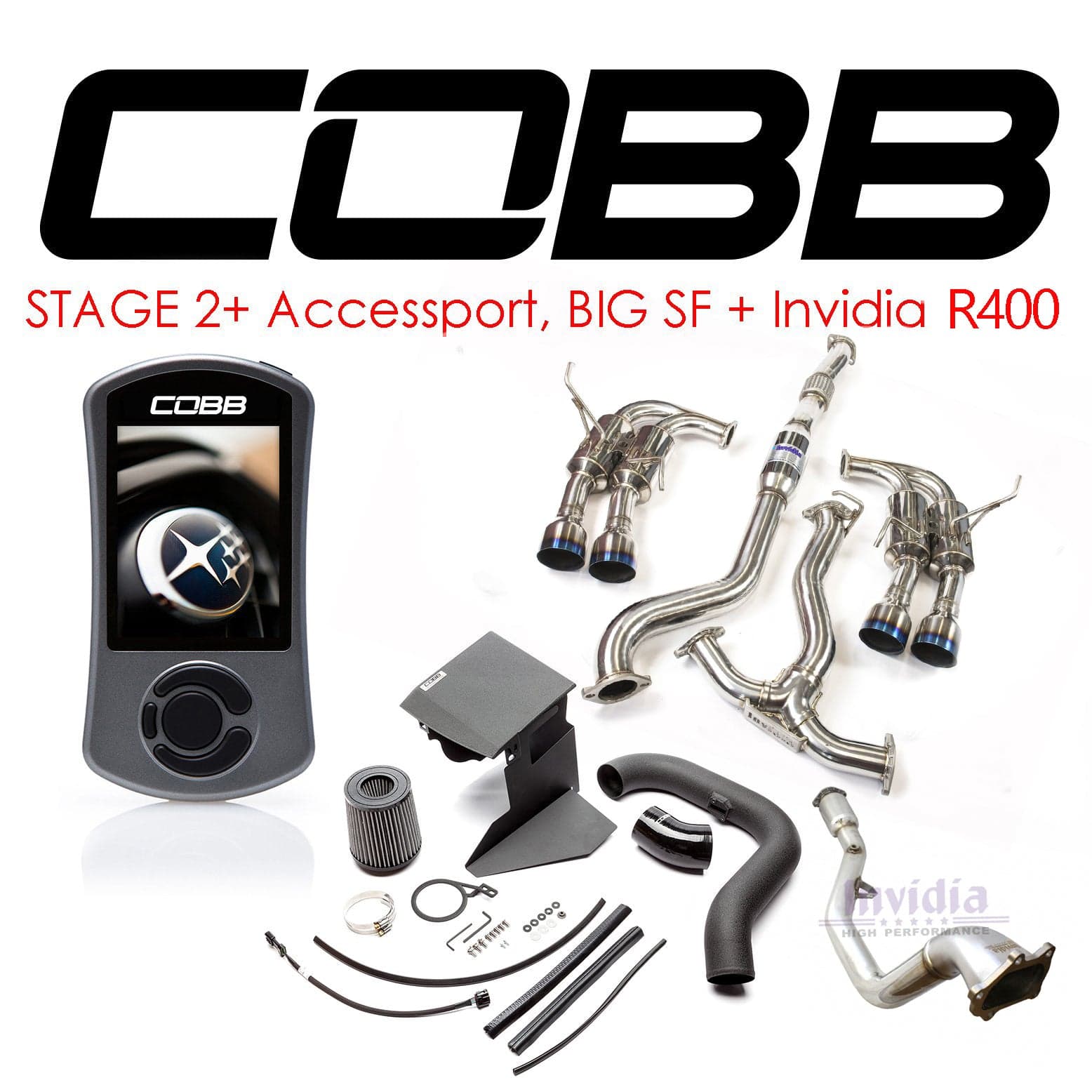 Cobb Tuning - Stage 2+ Accessport, BigSF & Invidia R400 Package - WRX VA (15-20)