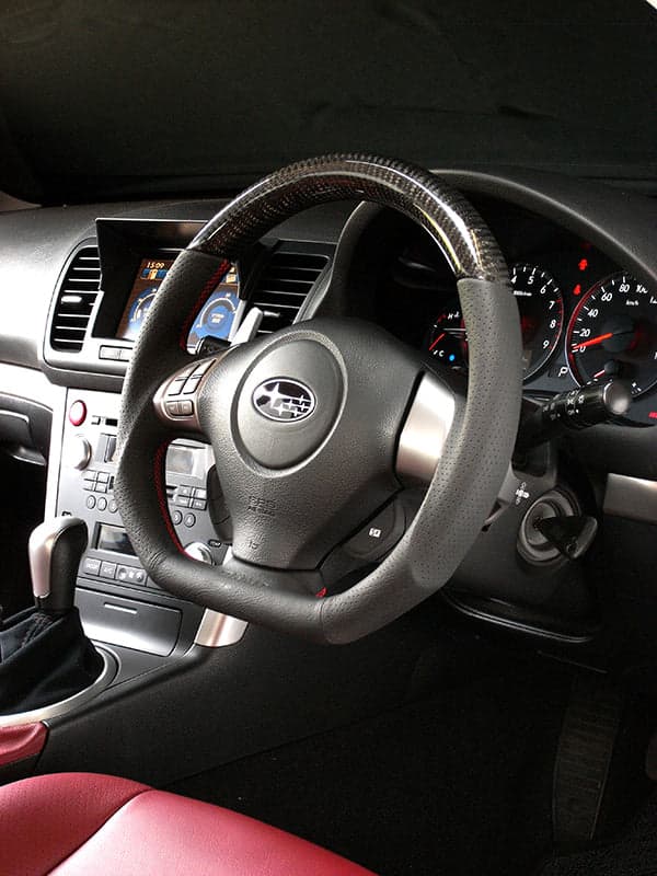 DAMD - D - Shape Steering Wheel - Black Carbon with Red Stitching and Black Leather (Liberty BL/BP 07-09)