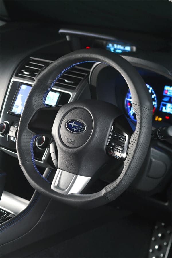 DAMD - D - Shape Steering Wheel - Blue Stitching and Black Leather (WRX/STi VA 15+)