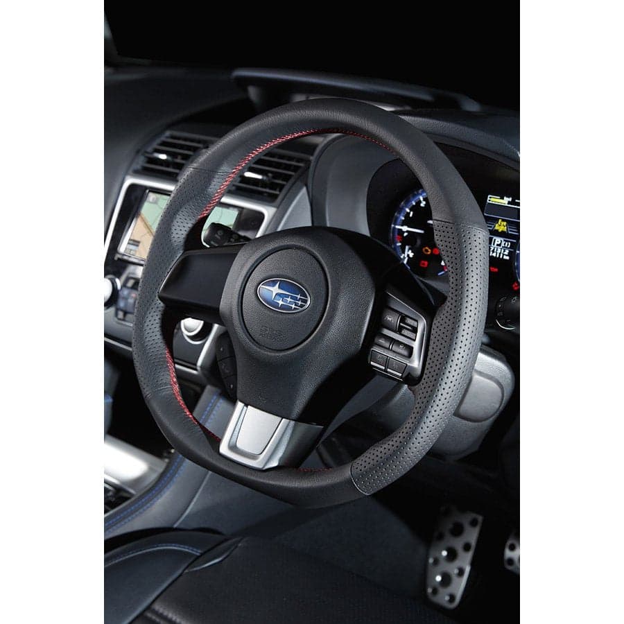 DAMD - D - Shape Steering Wheel - Red Stitching and Black Leather (WRX/STi VA 15+)