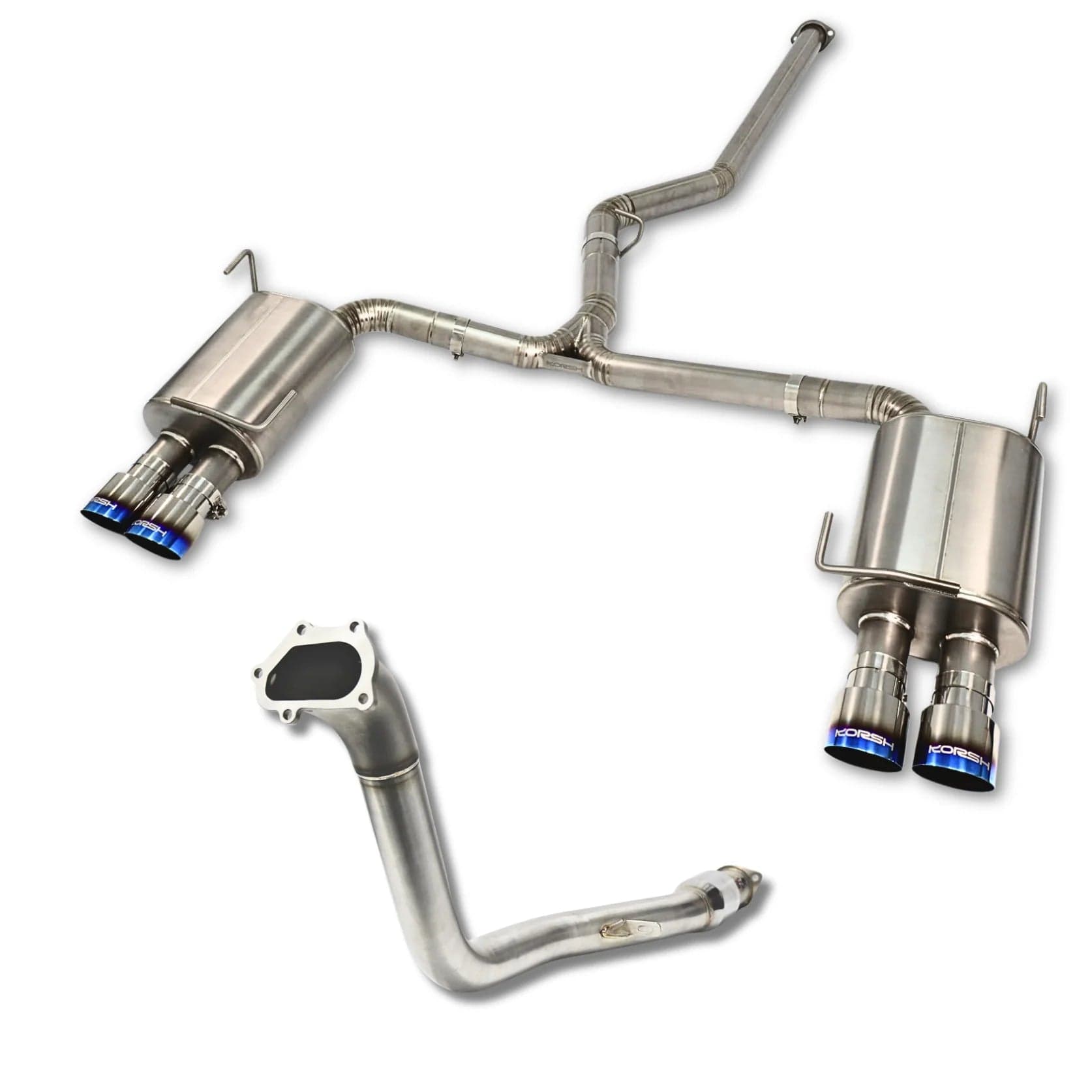 Korsh : Turbo back Exhaust (STi 15-21 VA) - Full Titanium with Titanium Tips + Catted Stainless Downpipe