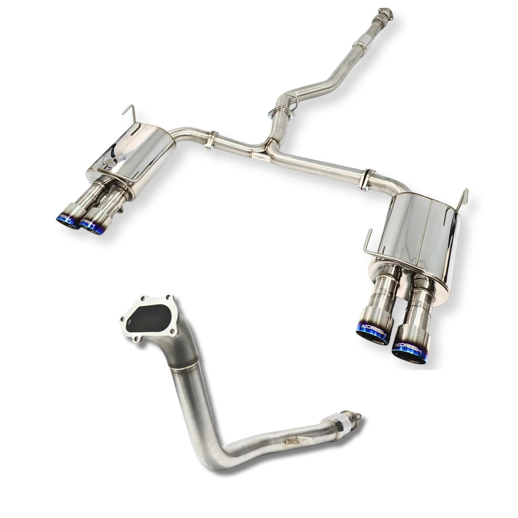 Korsh : Turbo back Exhaust (STi 15-21 VA) - Stainless Steel with Titanium Tips + Catted Stainless Downpipe