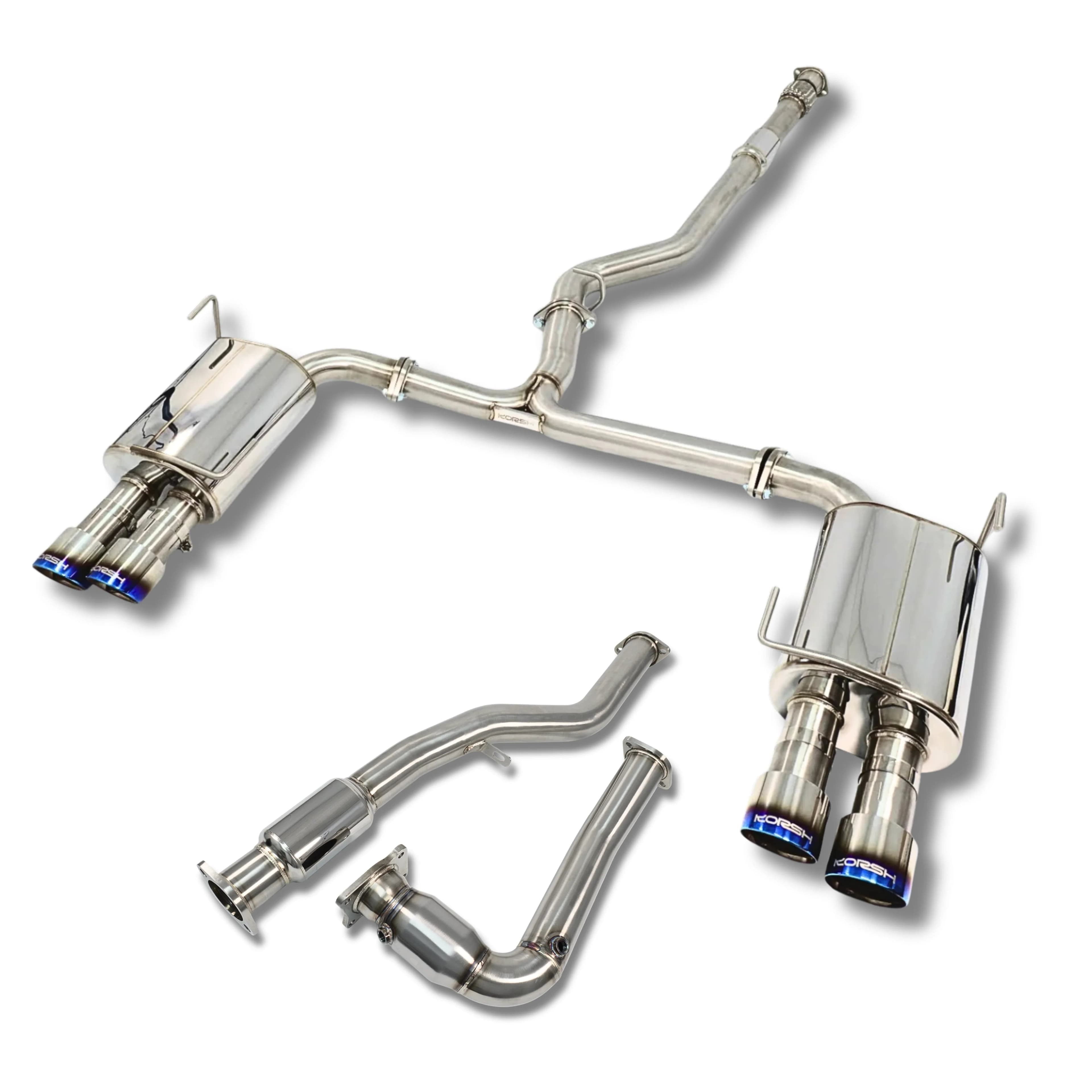 Korsh : Turbo back Exhaust (WRX 15-21 VA CVT Auto) - Stainless Steel with Titanium Tips + Catted Stainless J pipe
