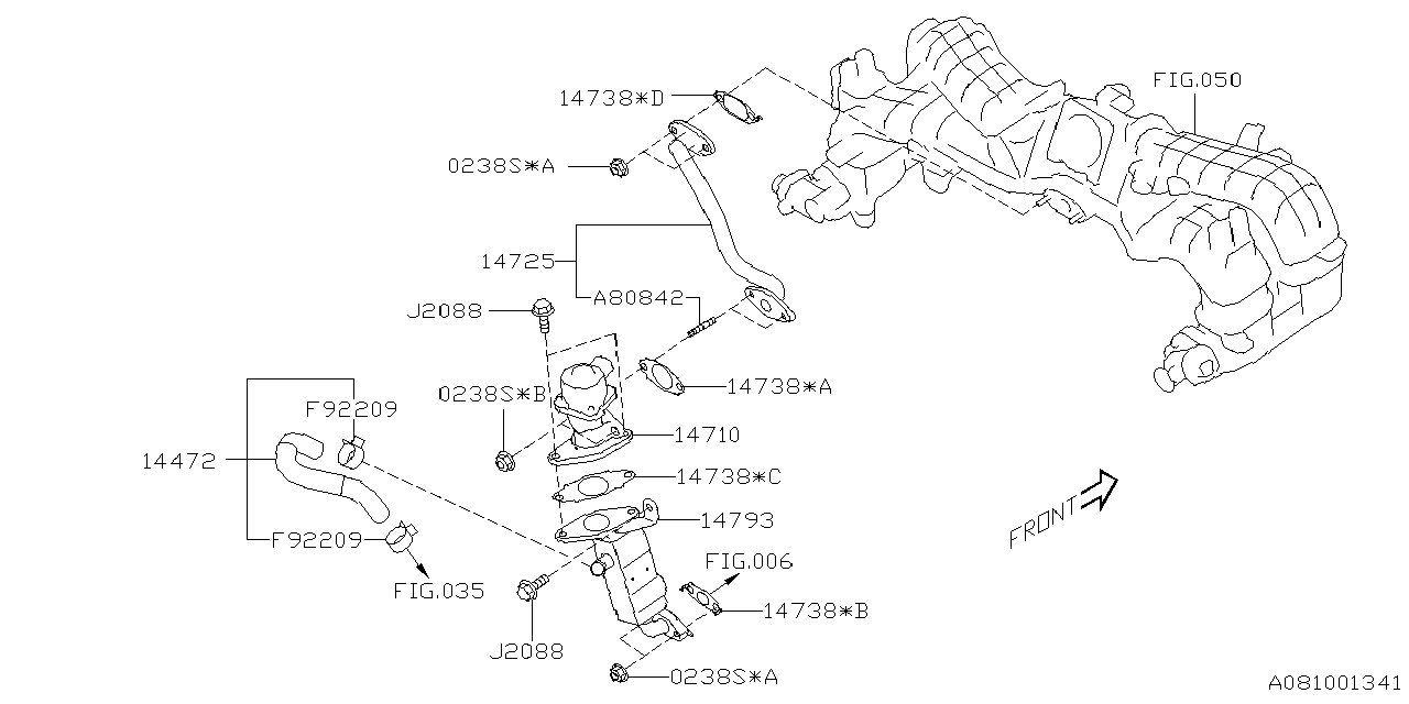 Subaru Genuine EGR Pipe Gasket Subaru WRX VB, VN 22+ 14738AA490