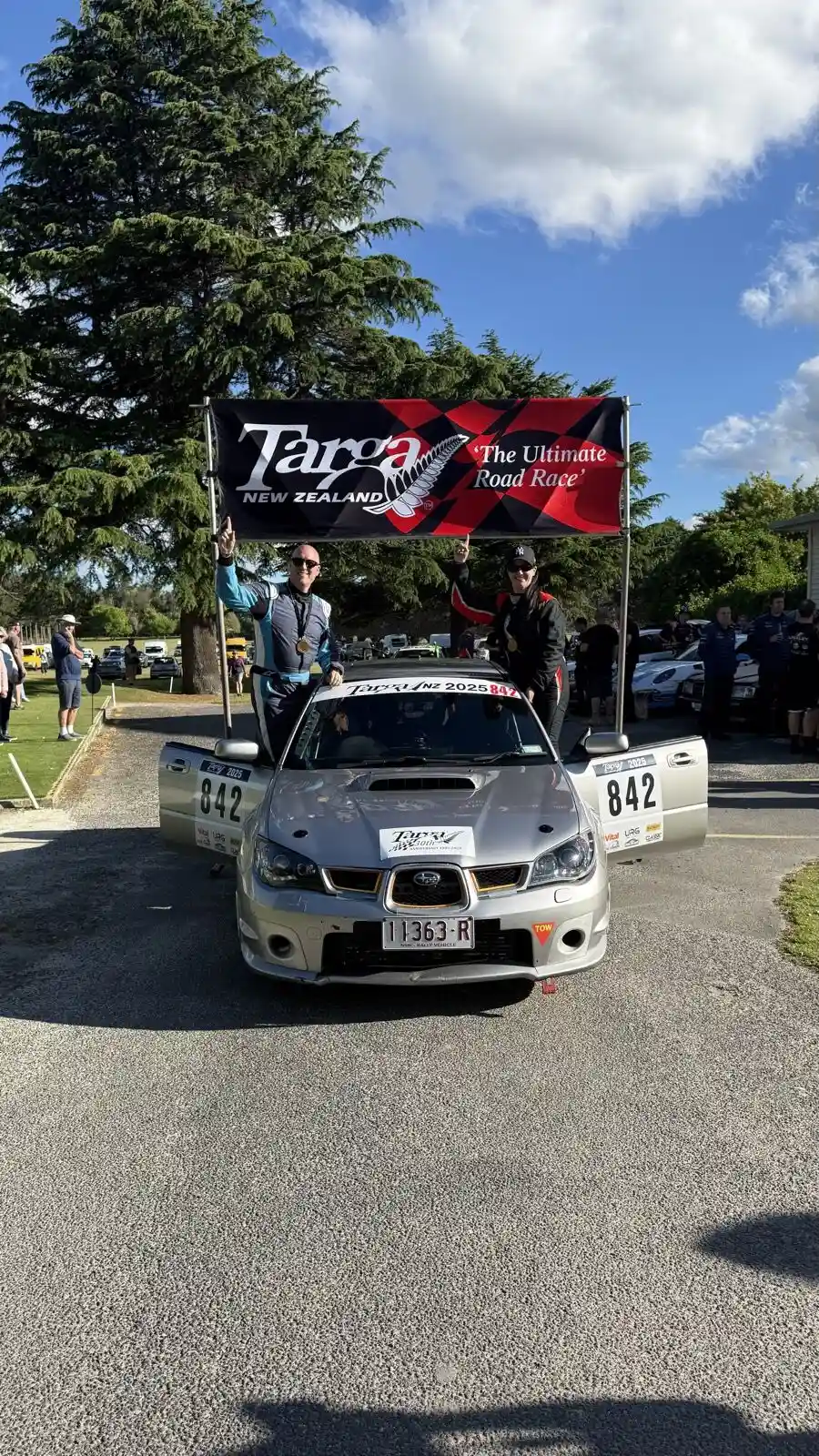 Targa New Zealand 2025 Class Win - Michael and Rachael celebrating